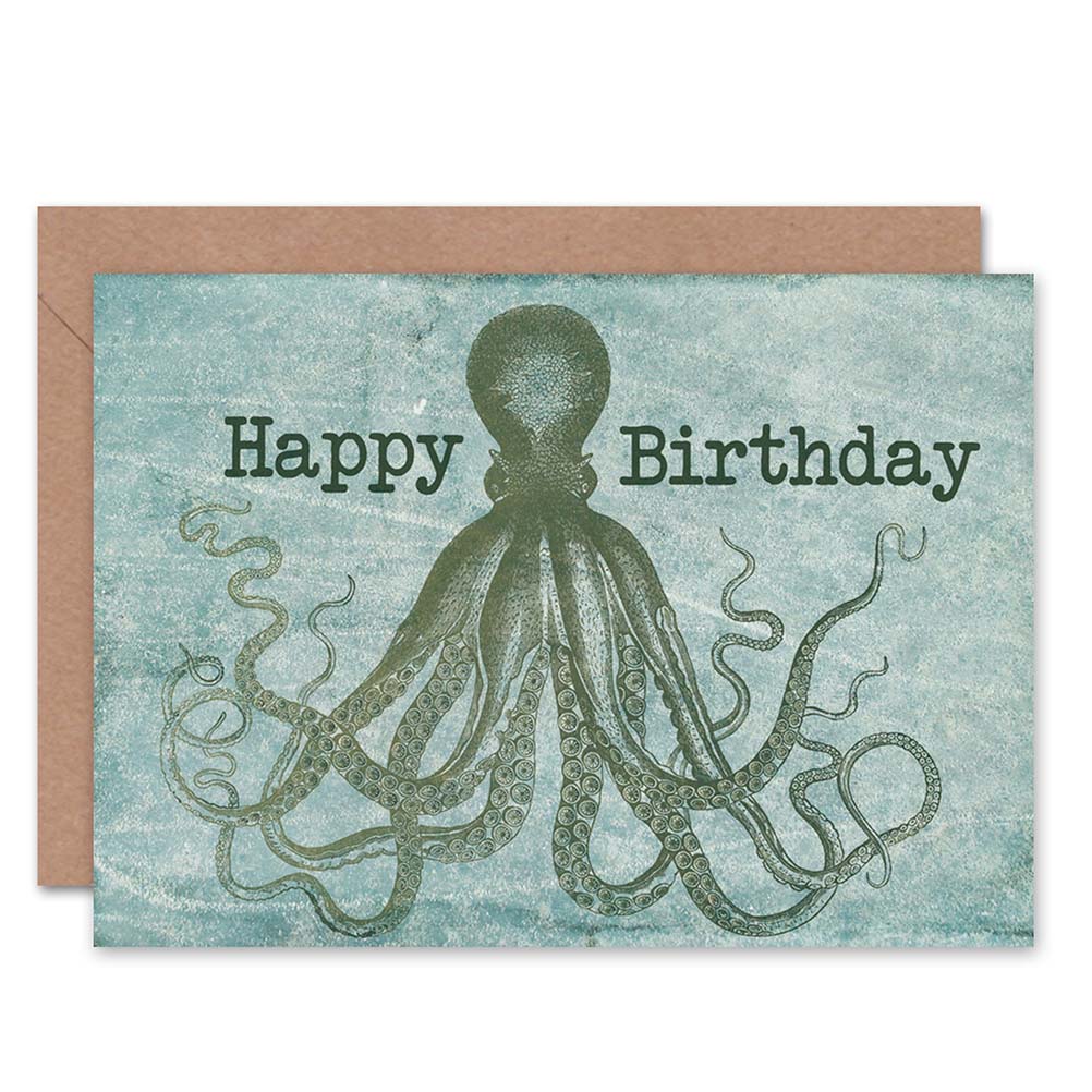 Happy Birthday Octopus Tentacles Art Greeting Card