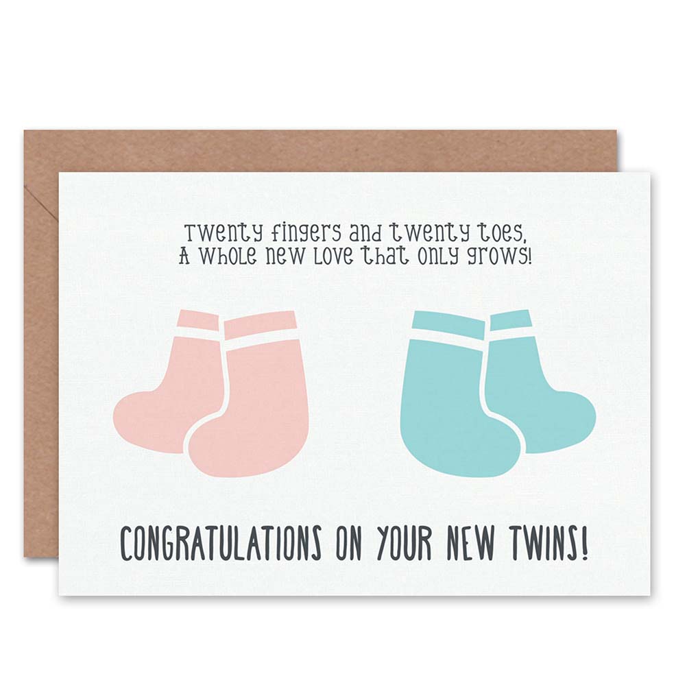 New Baby Twins 20 Fingers Toes Greeting Card