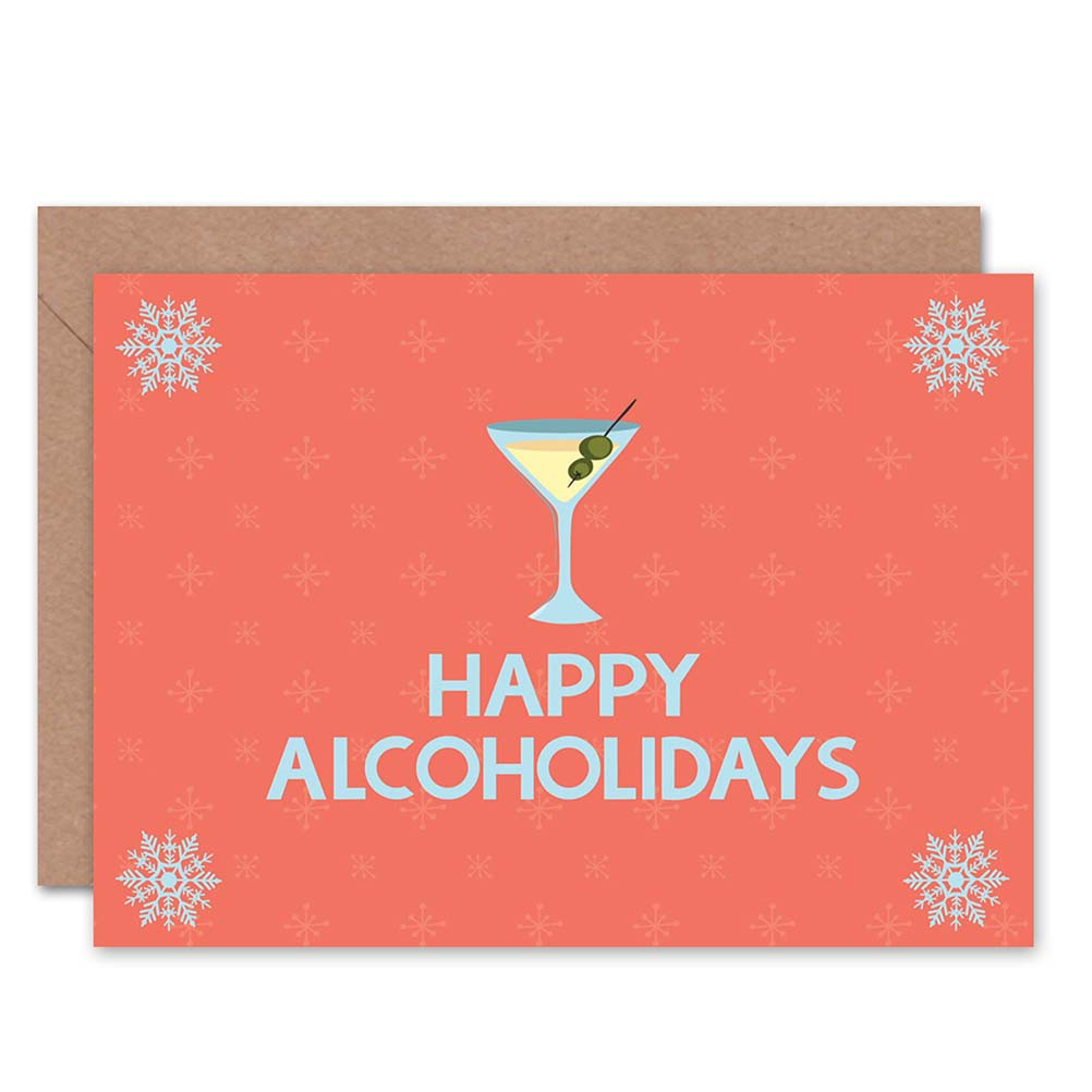 Happy Holidays Cocktail Pun Alcohol Christmas Card
