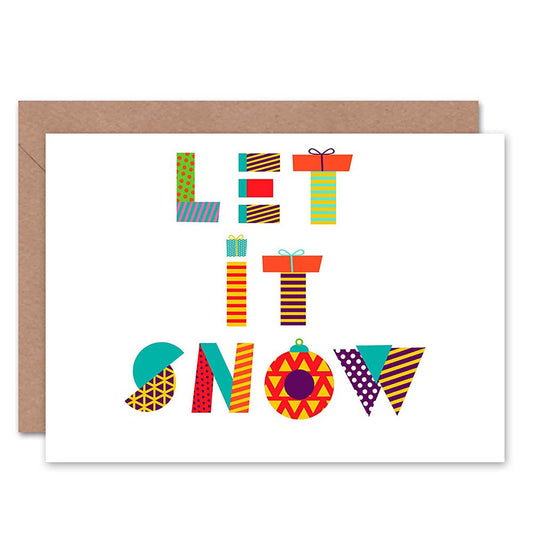 Patchwork Let It Snow Christmas Card