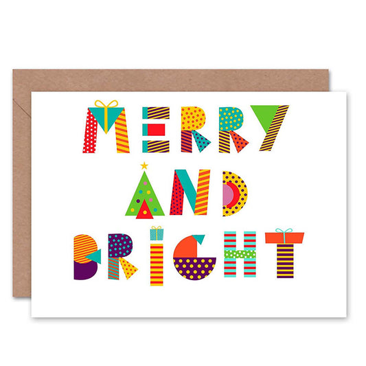 Patchwork Merry and Bright Christmas Card