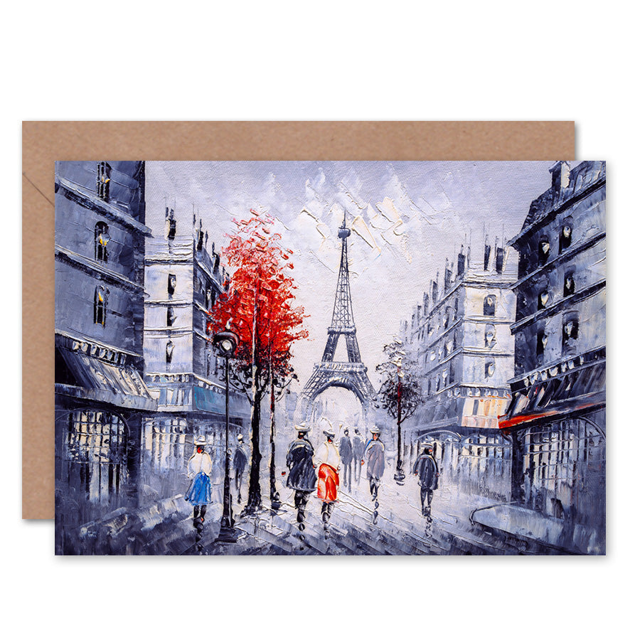 Eiffel Tower In Paris Red Tree Greeting Card