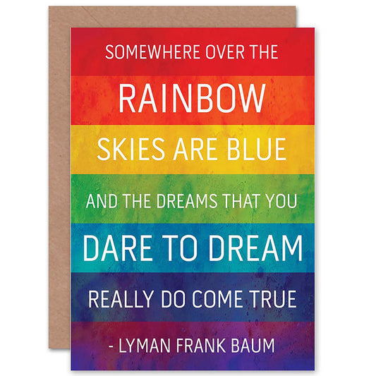 Wizard Oz Quote Frank Baum Somewhere Over The Rainbow Greetings Card