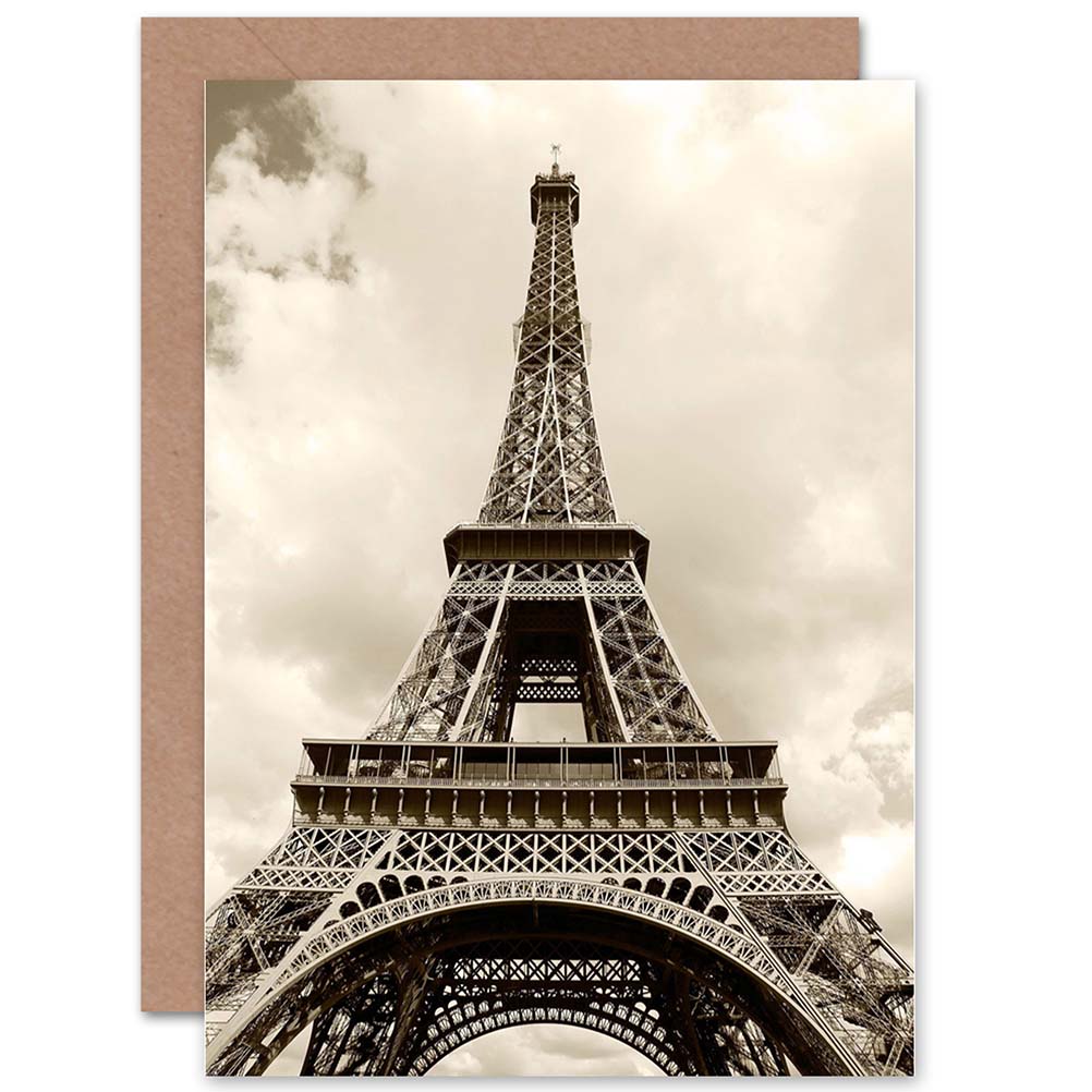 Eiffel Tower Sepia Paris France Iconic Greeting Card