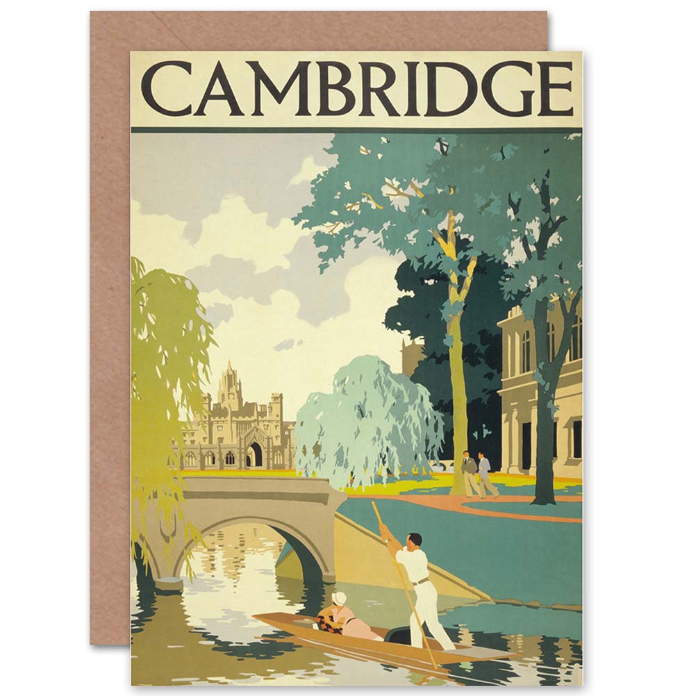Travel Tourism Cambridge England Cam Punt Bridge Greeting Card