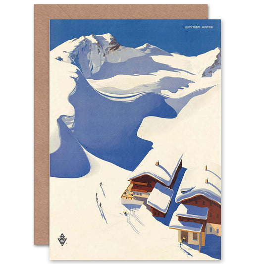Travel Winter Sport Snow Ski Chalet Alps Good Bye Card