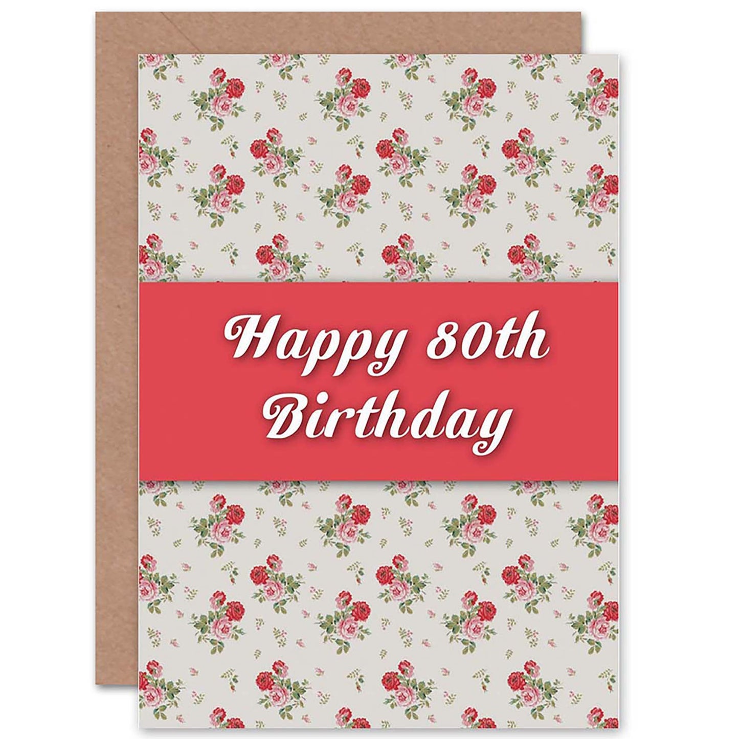 80 Years Old Floral Rustic Adult Birthday Card