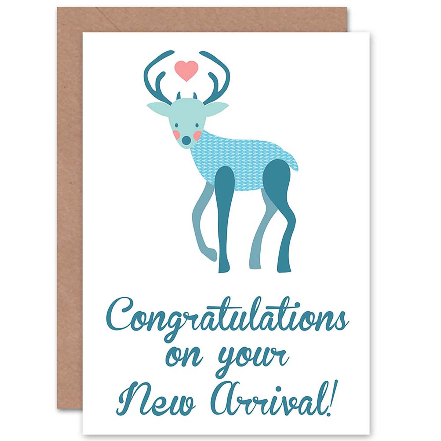 Congratulations New Arrival Cute Stag Deer Cartoon Boy New Baby Card