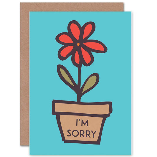 Apology I'm Sorry Flower Pot Cartoon Cute Greetings Card