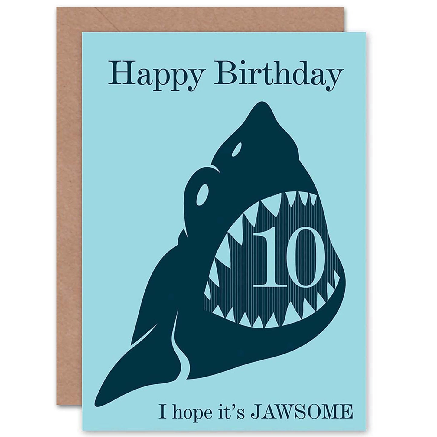 10 Year Old Blue Boy Shark Kids Birthday Card