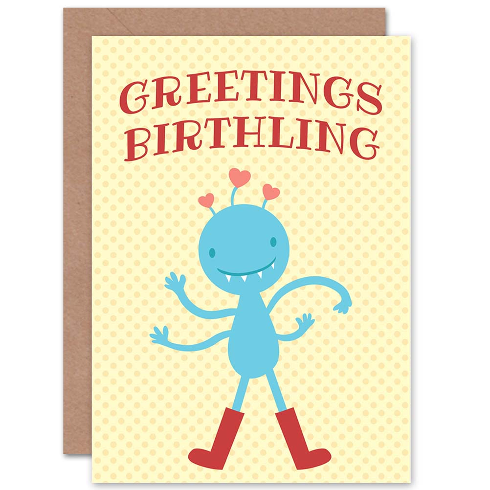 Birth Cartoon Alien Birthing Baby New Baby Card