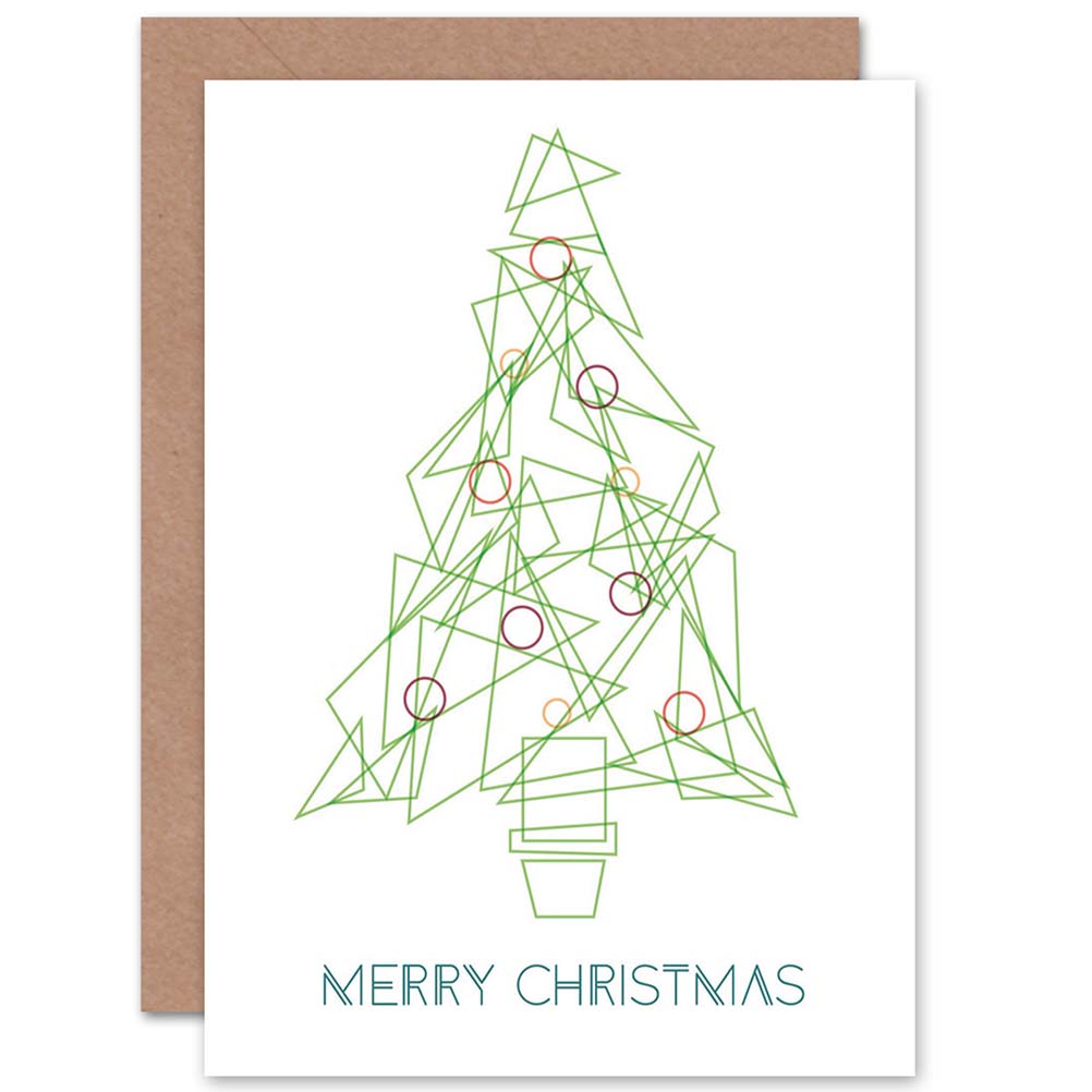 Xmas Tree Outline Geometric Christmas Card