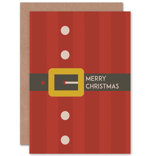 Santa Belt Buckle Cartoon Christmas Card