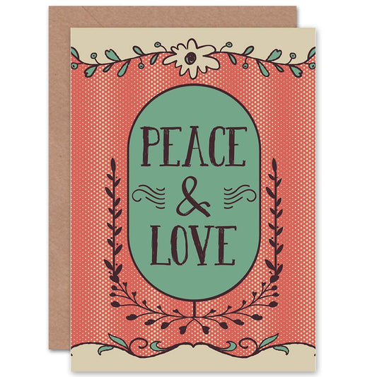 Peace And Love Simple Vintage Style Christmas Card