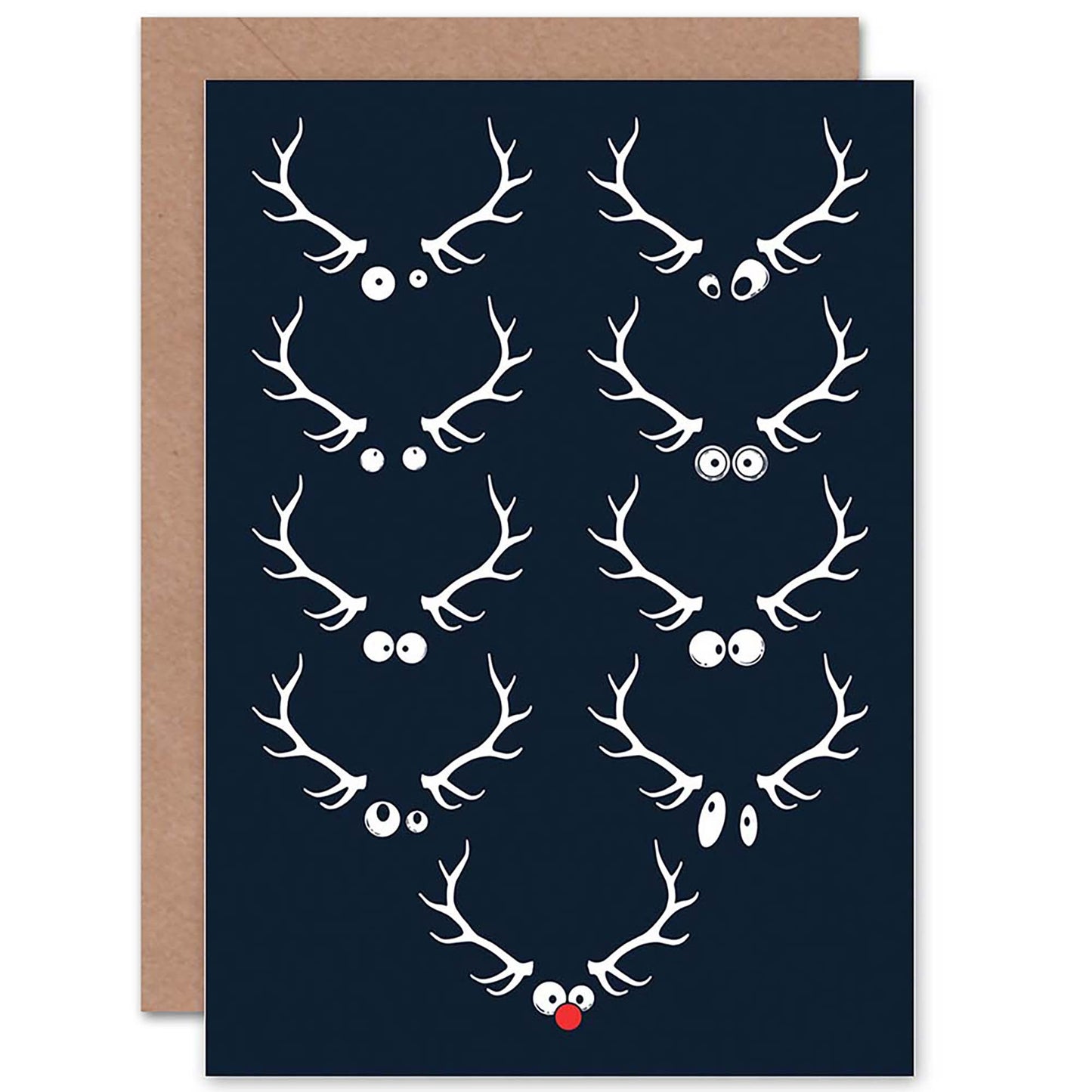 Googly Eyed Reindeer Rudolph Fun Funny Christmas Card
