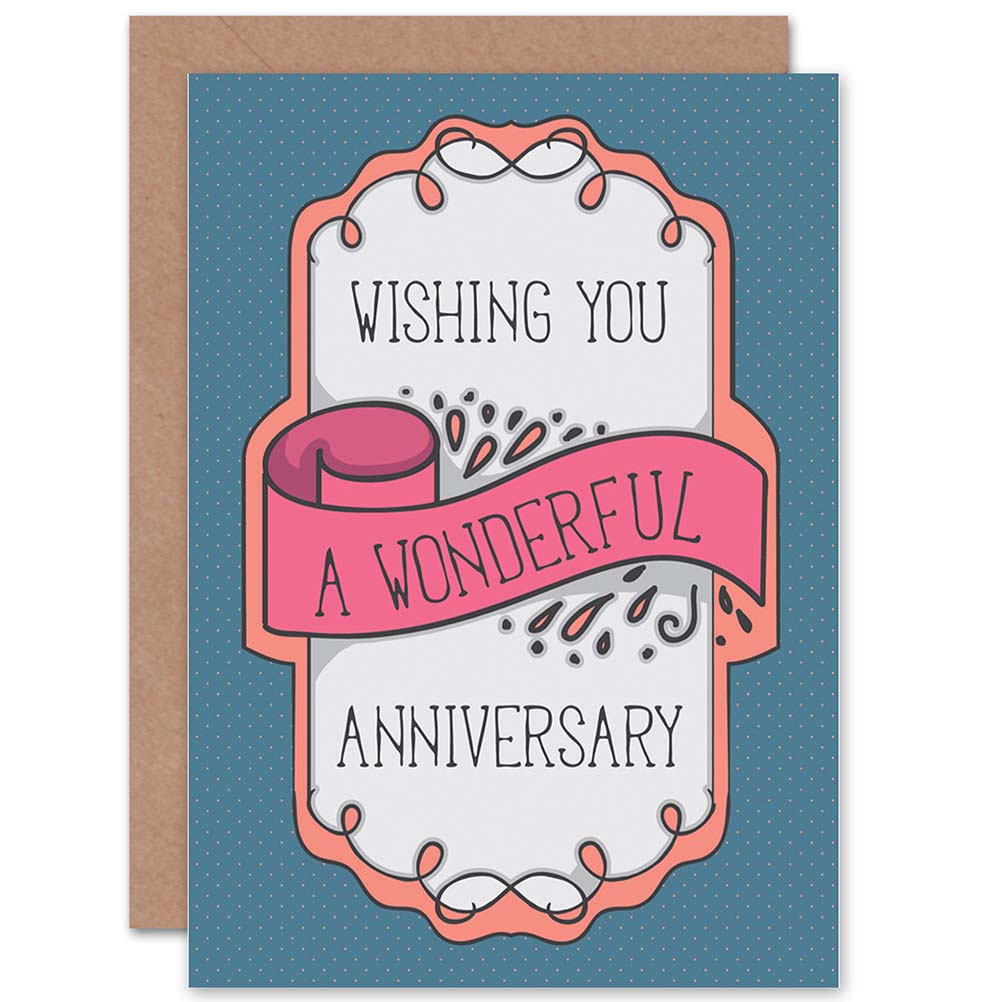 Wonderful Wishes Simple Vintage Banner Design Anniversary Card