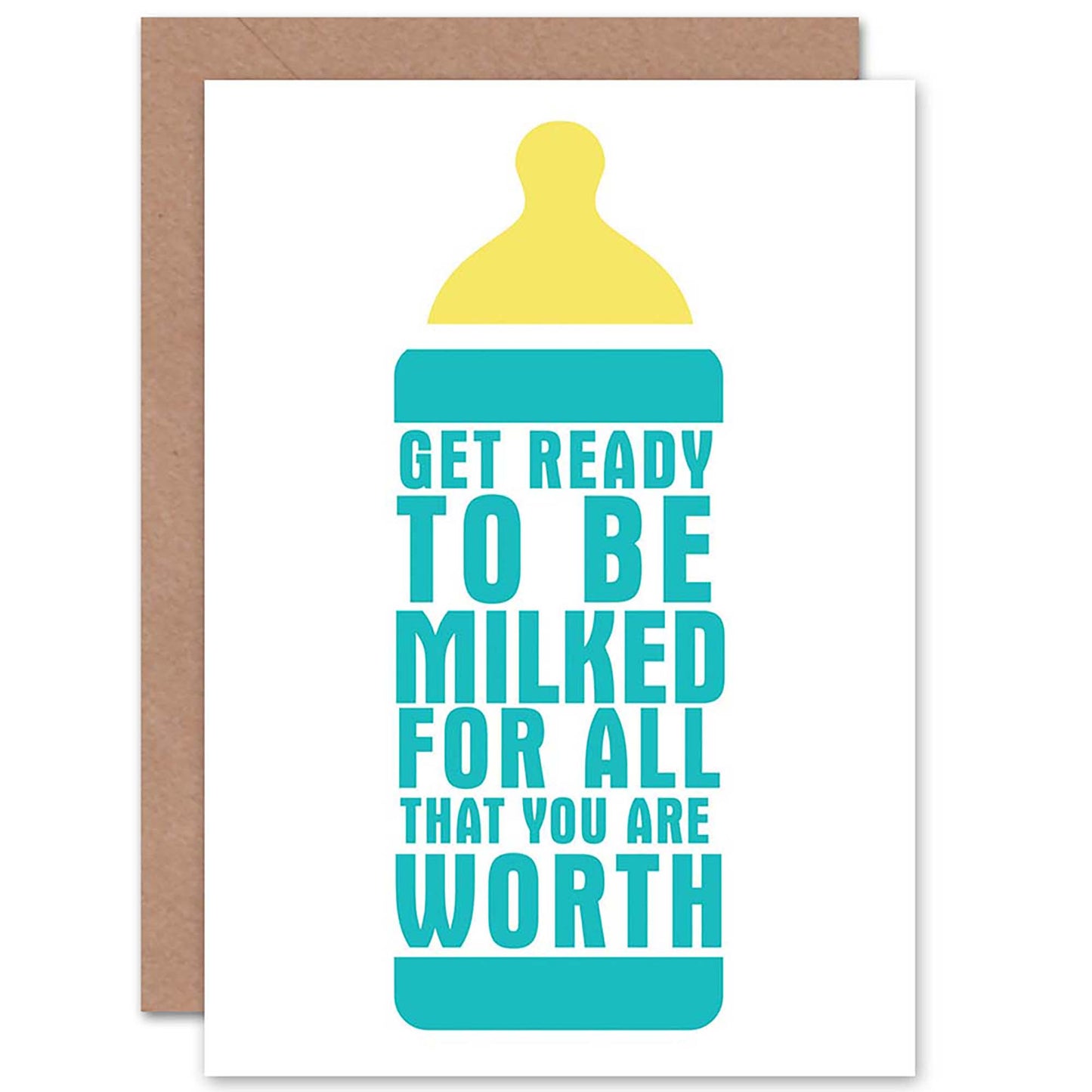 Ready To Be Milked Baby Bottle Funny New Baby Card