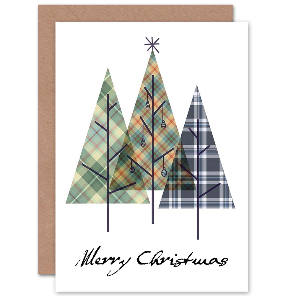 Tartan Trees Scottish Merry Christmas Card