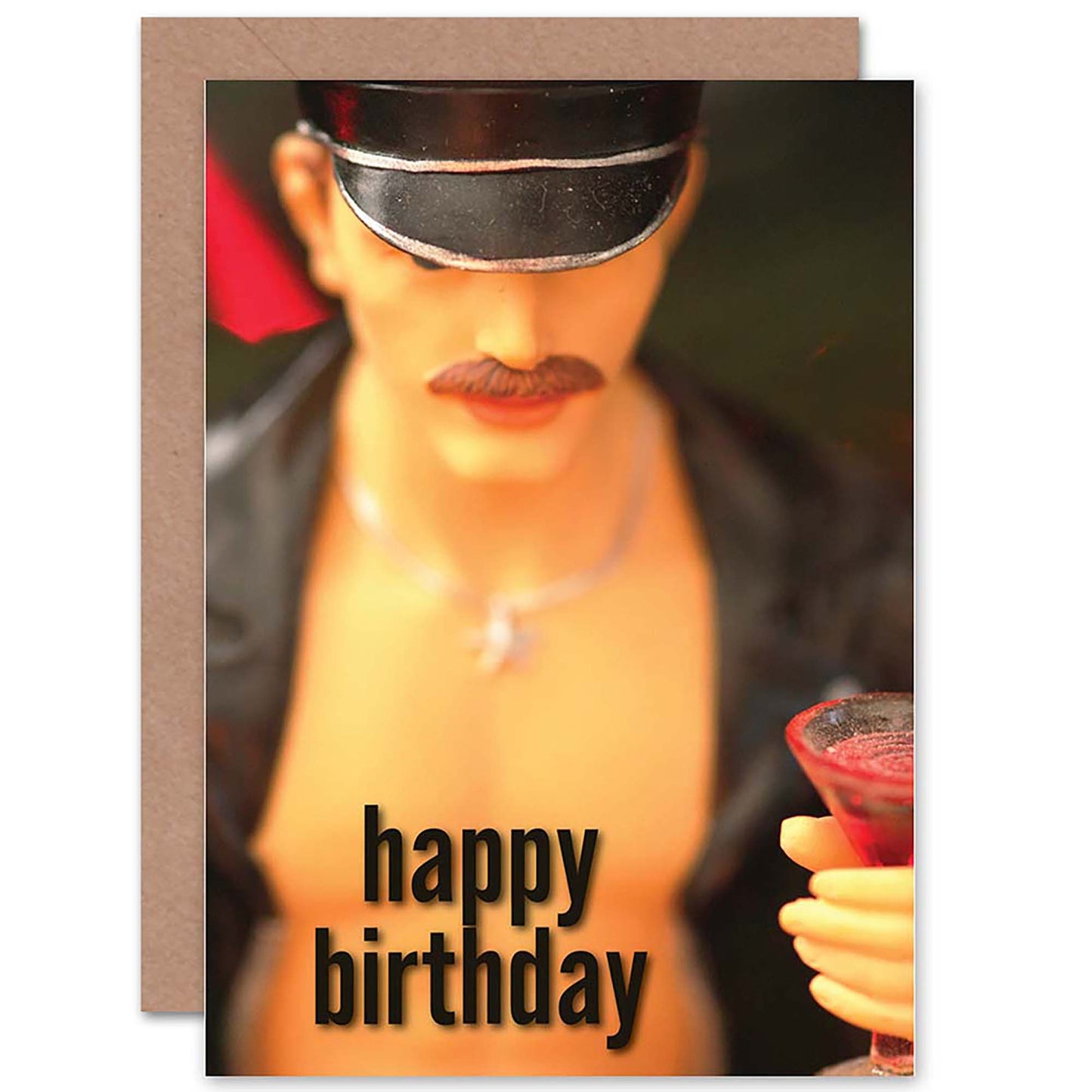 Gay Action Man Doll Cocktail Fun LGBT Birthday Card