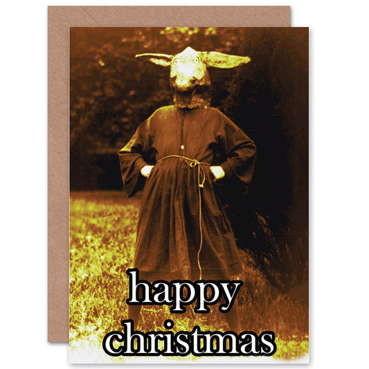 Bizarre Animal Head Guy Funny Alternative Christmas Card