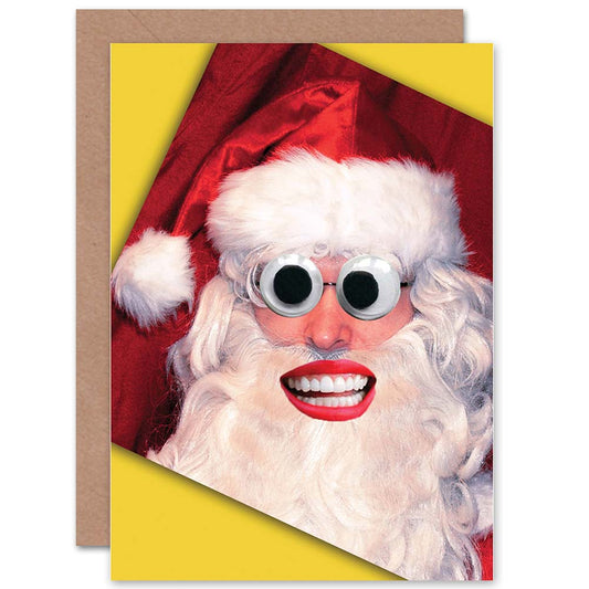 Goggle Eyed Santa Weird Christmas Card