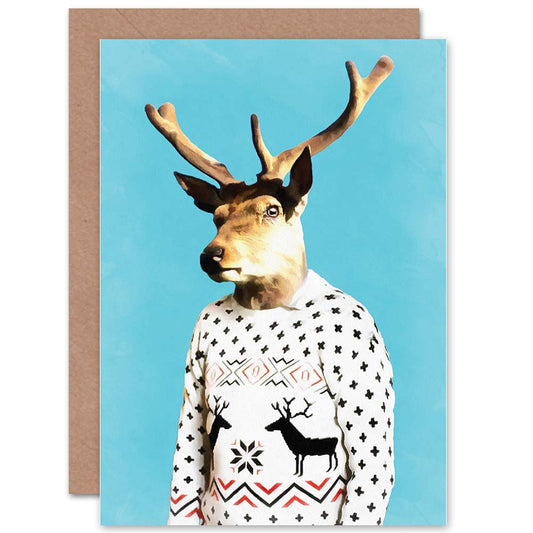 Xmas Jumper Deer Fun Christmas Card
