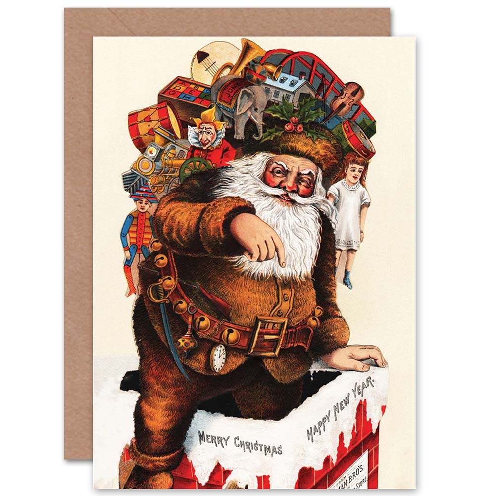 Vintage Santa Claus Merry Christmas and Happy New Year Card