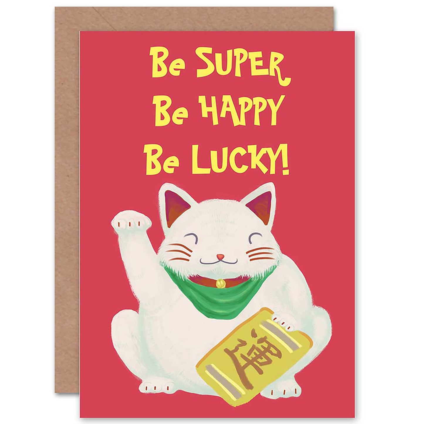 Japanese Maneki Neko Waving Cat Lover Good Luck Card