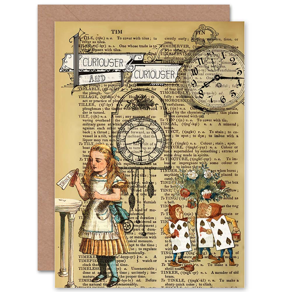 Upcycle Alice Wonderland Collage Curiouser Greeting Card