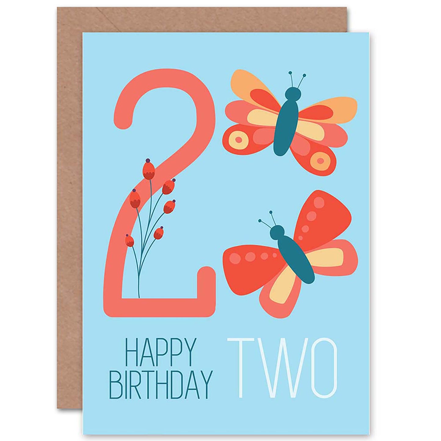 Butterflies Child Age 2 Kids Birthday Card