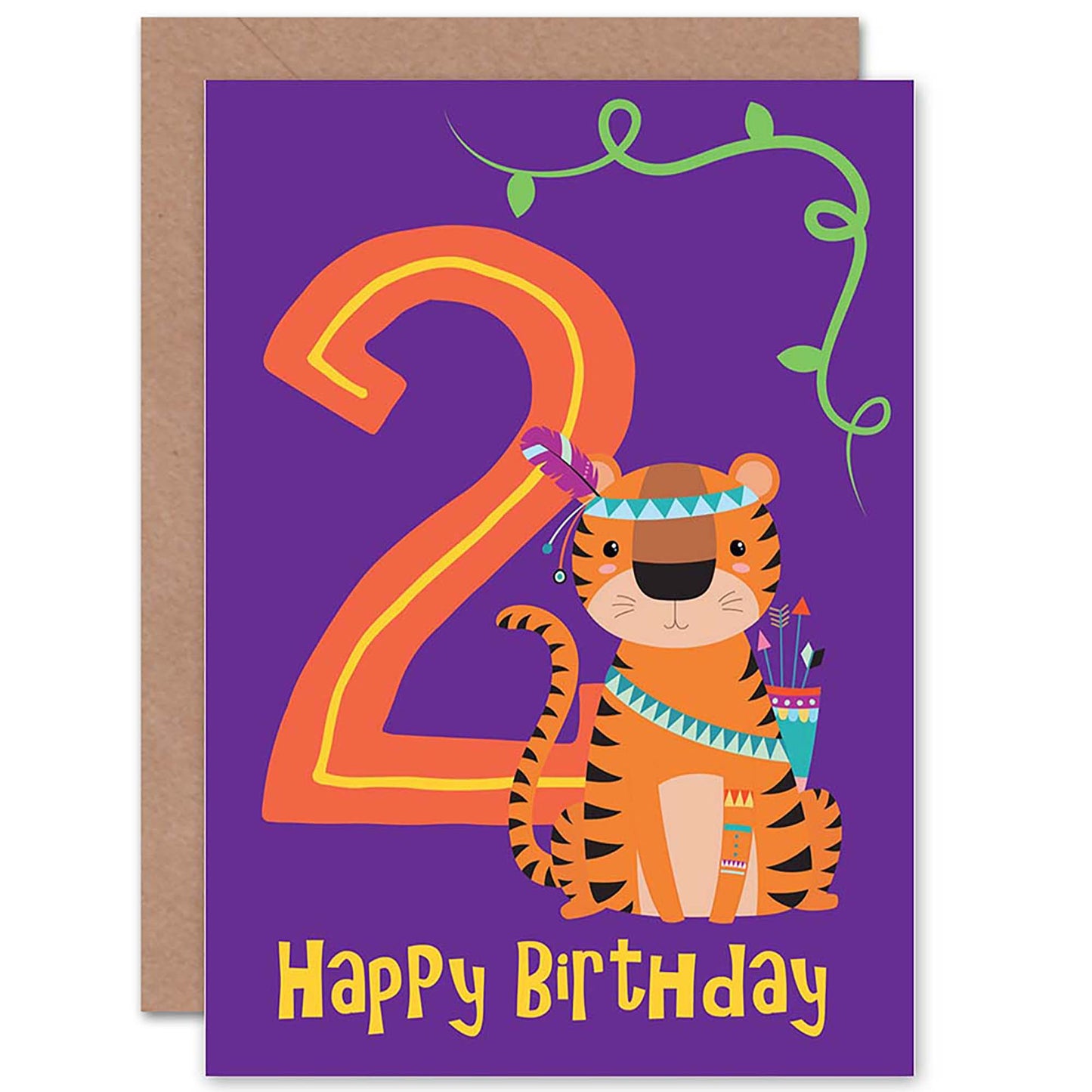 Fun Tiger Party Age 2 Kids Birthday Card