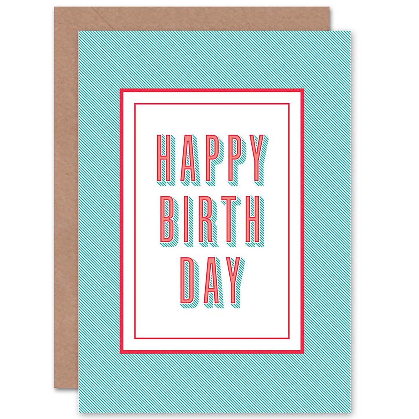 Happy Birthday Simple Red Blue Turquoise Birthday Card