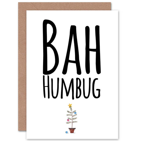 Bah Humbug Scrooge Tree Christmas Card