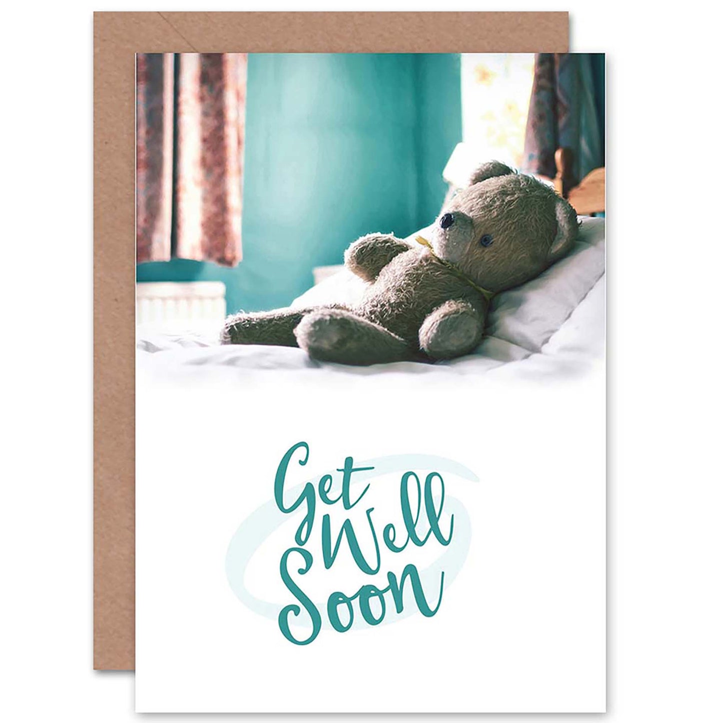 Teddy Bear In Bed Child Kids Get Well Card