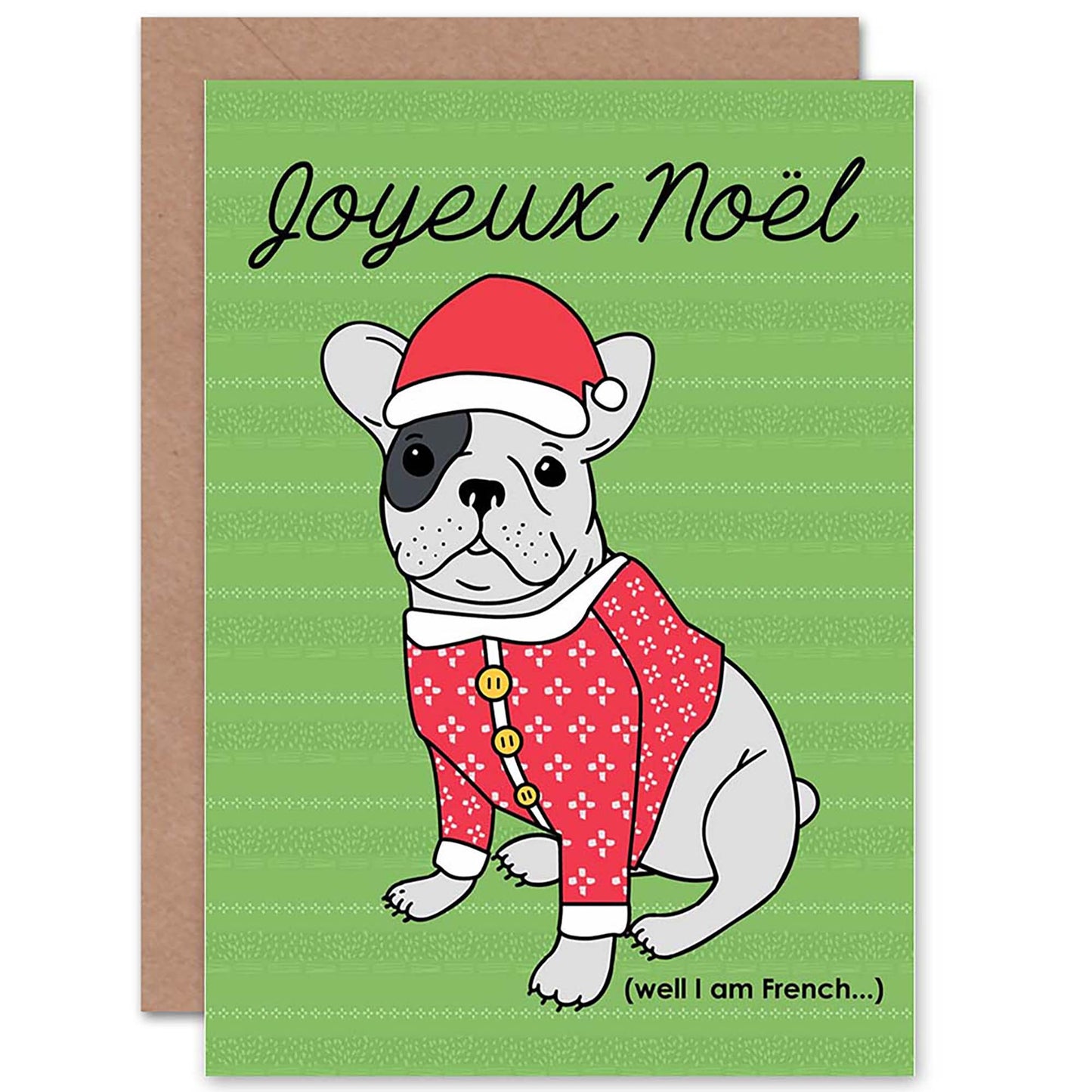 Joyeux Noel Santa Hat French Bulldog Lover Christmas Card