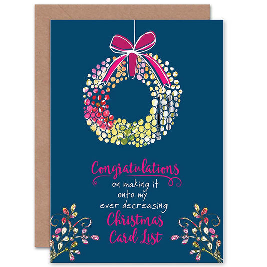 On My Decreasing List Congratulations Funny Christmas Card