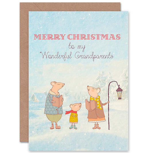 Carolling Mice Grandparents Christmas Card