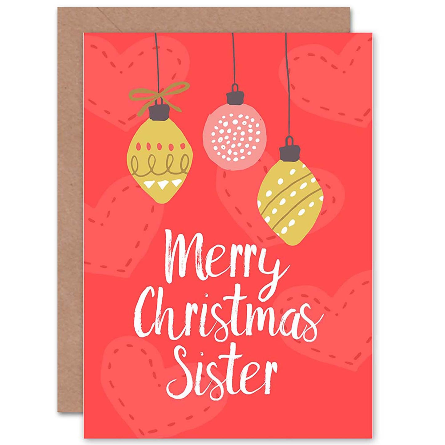 Baubles Love Hearts For Sister Christmas Card