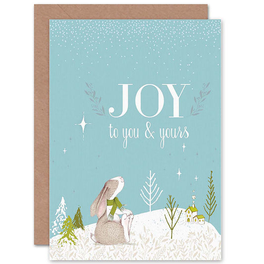 Joy To You and Yours Snow Bunny Rabbit Christmas Card