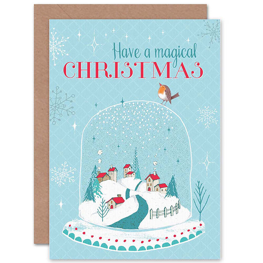 Magical Snow Globe Village Christmas Card