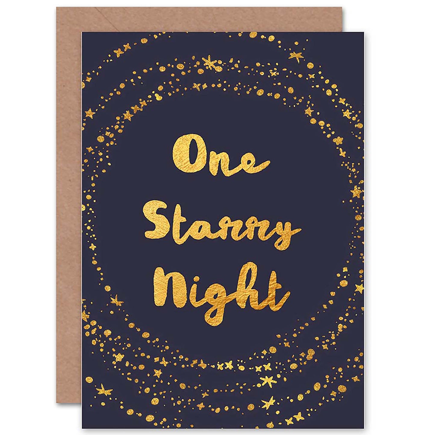 One Starry Night Blue Gold Sparkle Christmas Card