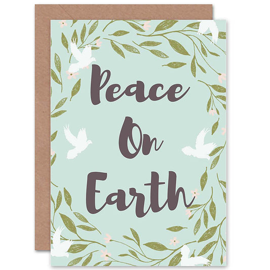 Peace on Earth Dove Olive Branch Christmas Card
