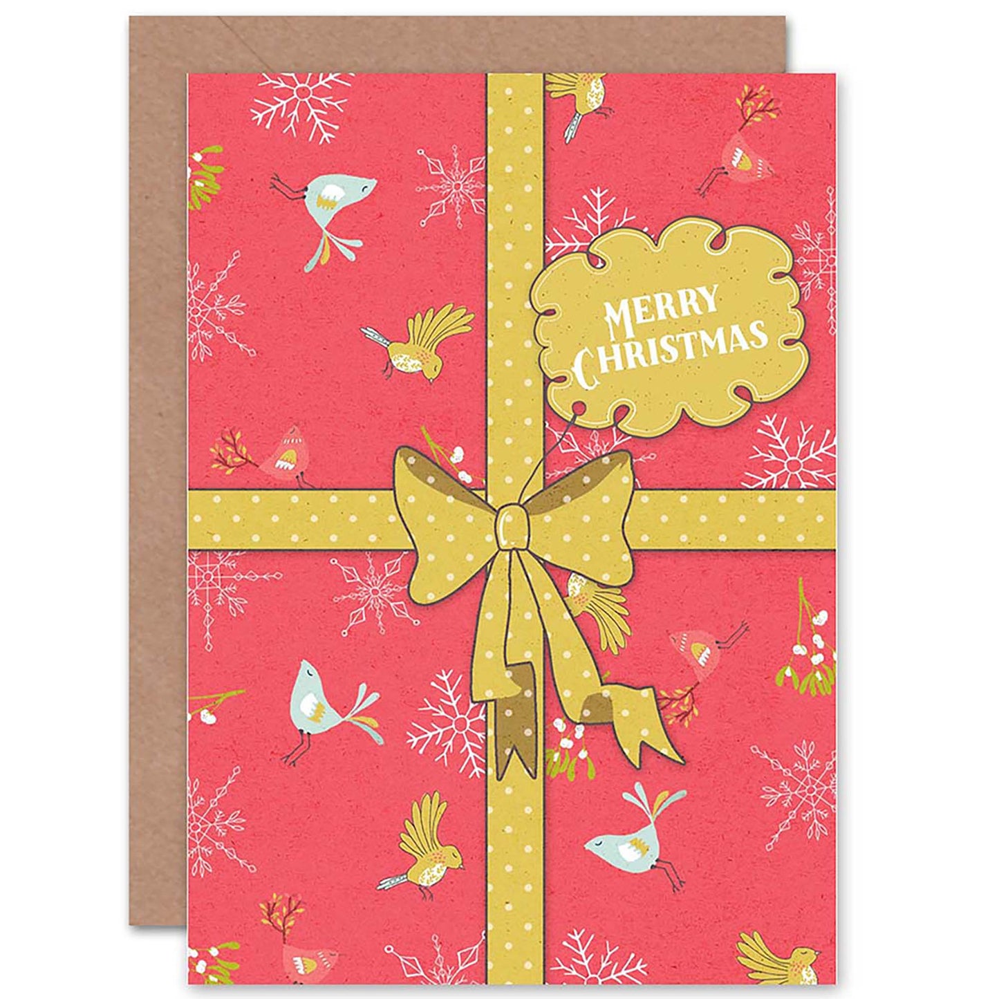 Cute Present Wrapping Xmas Gift Bow Ribbon Christmas Card
