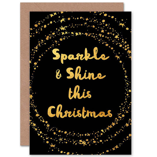 Sparkle and Shine Gold on Black Christmas Card