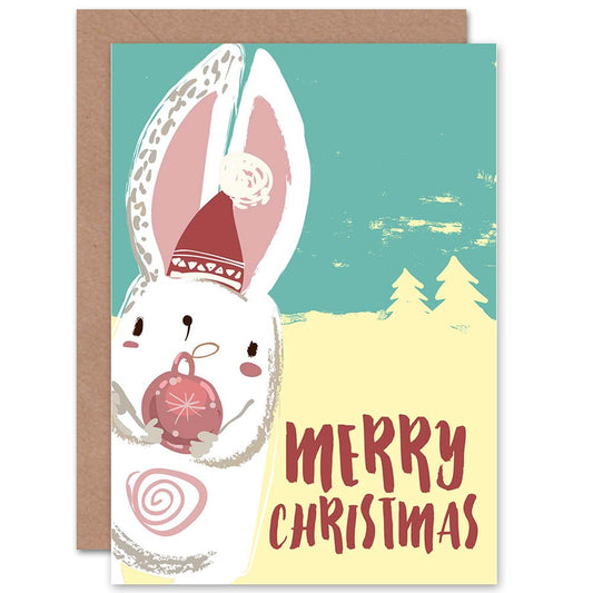 Bunny Rabbit with Bauble Merry Christmas Card