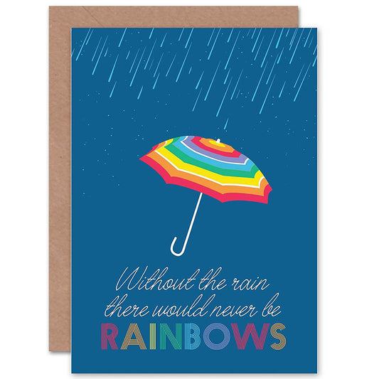 Umbrella No Rainbows Without Rain Quote Greetings Card