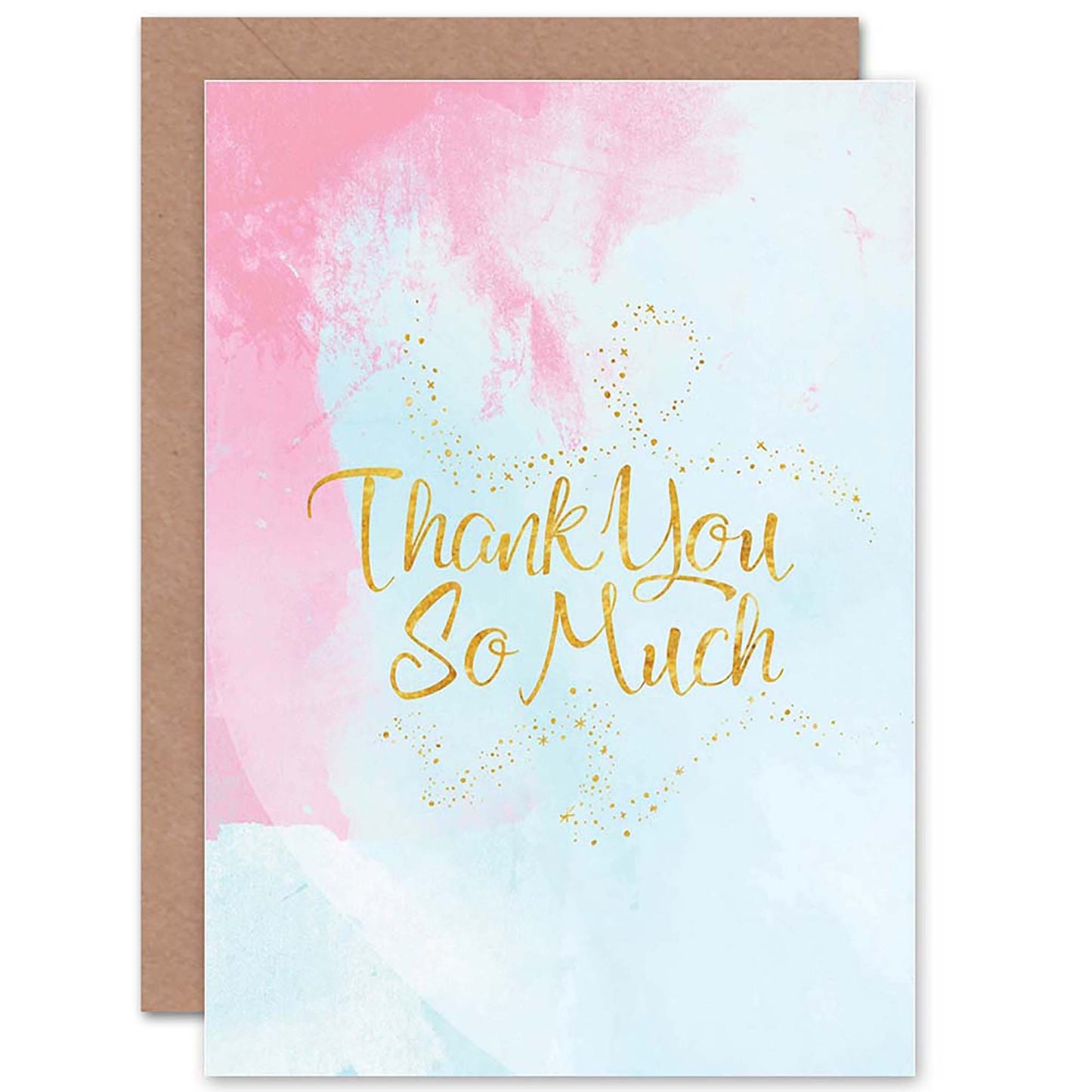 So Much Pink Gold Typography Watercolour Thank You Card