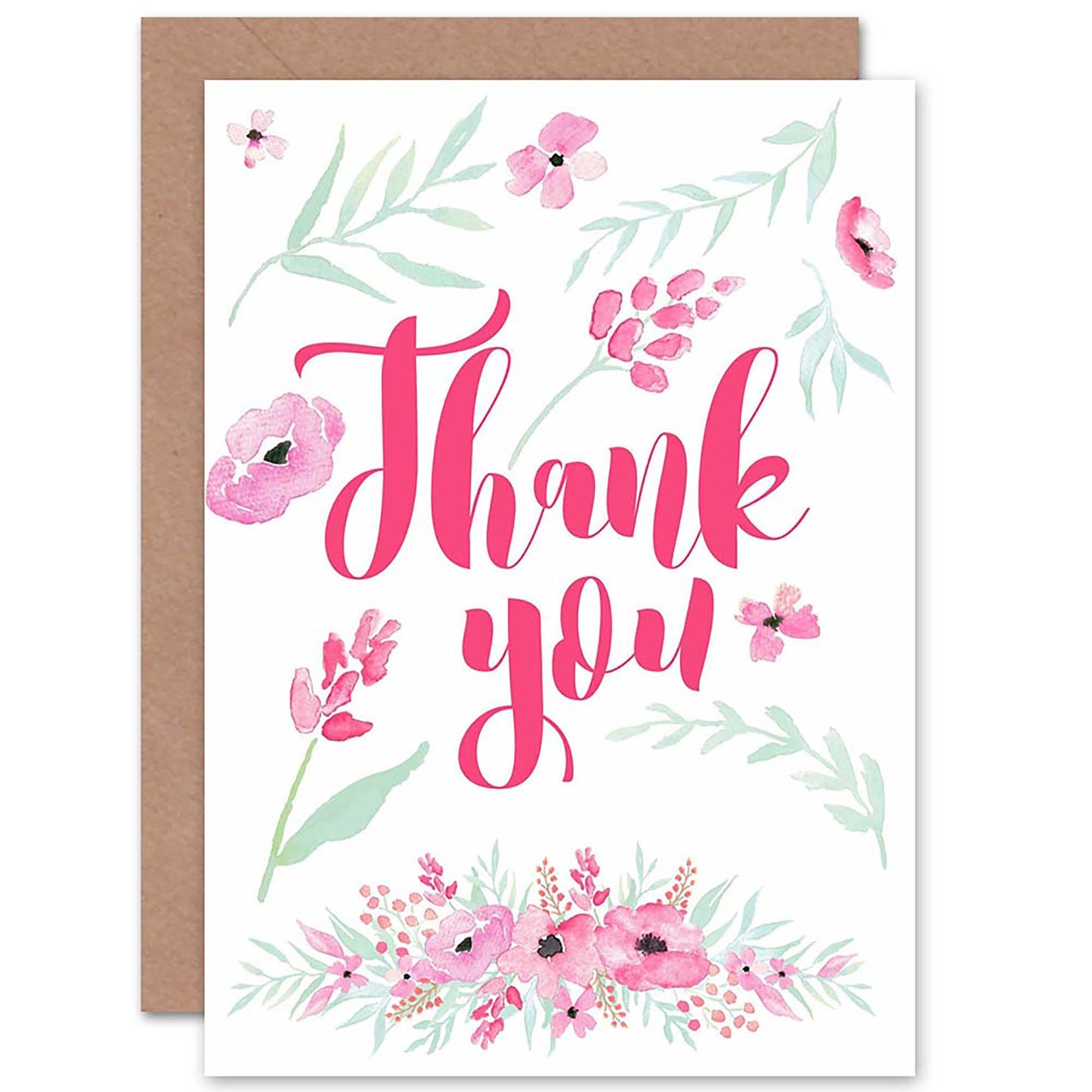 Floral Pink Thank You Card