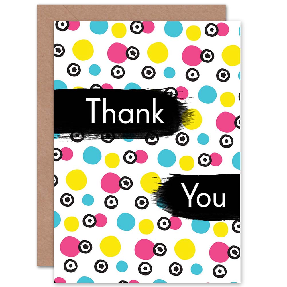 Funky Polka Dot Pattern Pink Thank You Card