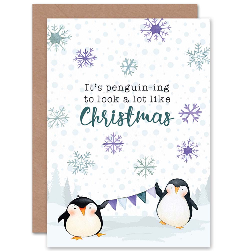 Penguins Funny Pun Beginning To Look Like Christmas Card